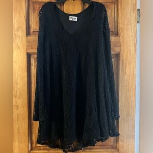 Show Me Your MuMu Black Floral Lace Mini Dress with Bell Long Sleeves